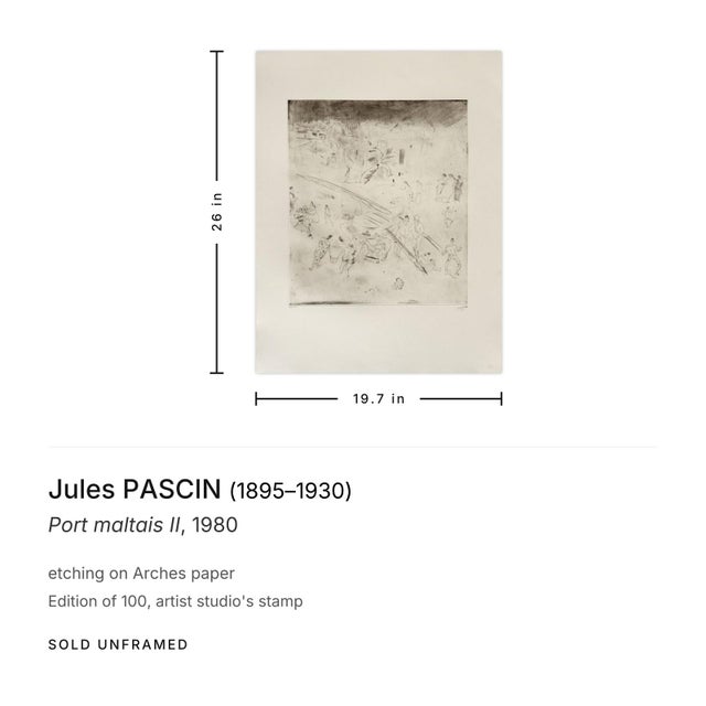 Contemporary 1980 Jules Pascin Port Maltais II Etching For Sale - Image 3 of 4