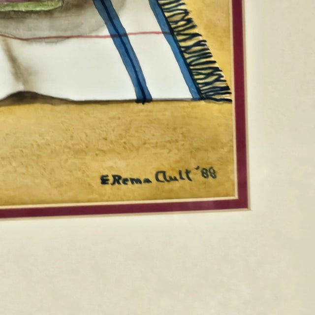 Purple Still Life Turnip Vegetable Watercolor Painting Signed Earl Rema Ault For Sale - Image 8 of 10