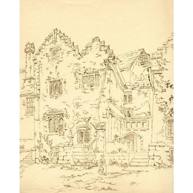 An original 1836 pen & ink drawing, alexander monro, kitchen entrance, holme lacy house, herefordshire.a fine large...