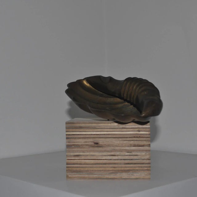French brass shell footed dish, ashtray or catchall.