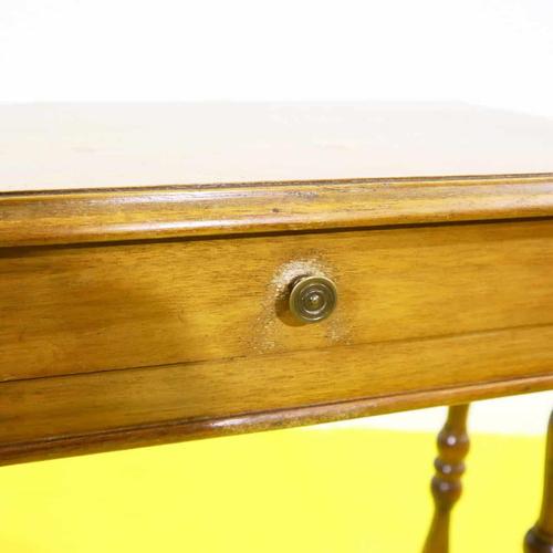 Wooden Worktable with Turned Legs and Drawer For Sale - Image 3 of 8