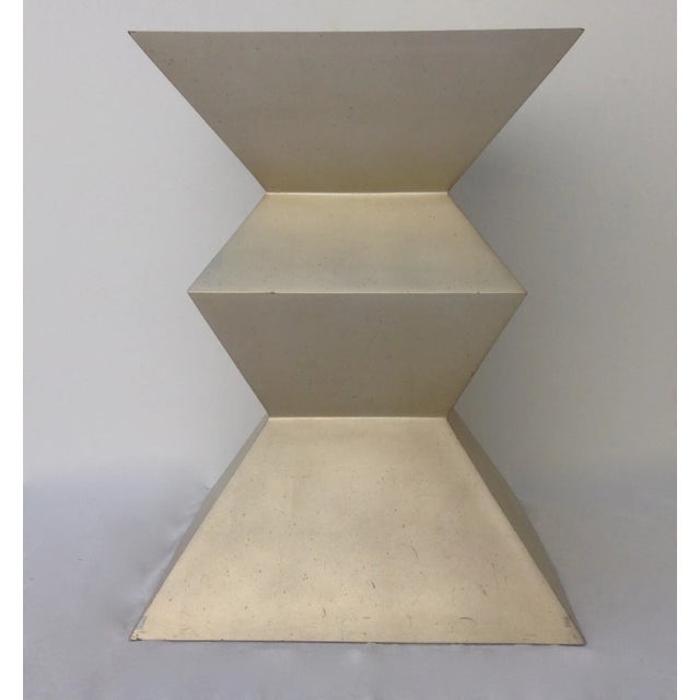 Iconic; 1970's-80's, "Cubist Dining Table Base" in a Silver-leaf finish. This piece was part of a coveted furniture...