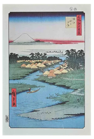 After Utagawa Hiroshige, Japanese Houses on the Shore, 20th Century, Lithograph