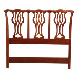 Chippendale Style Carved Mahogany Full Headboard For Sale
