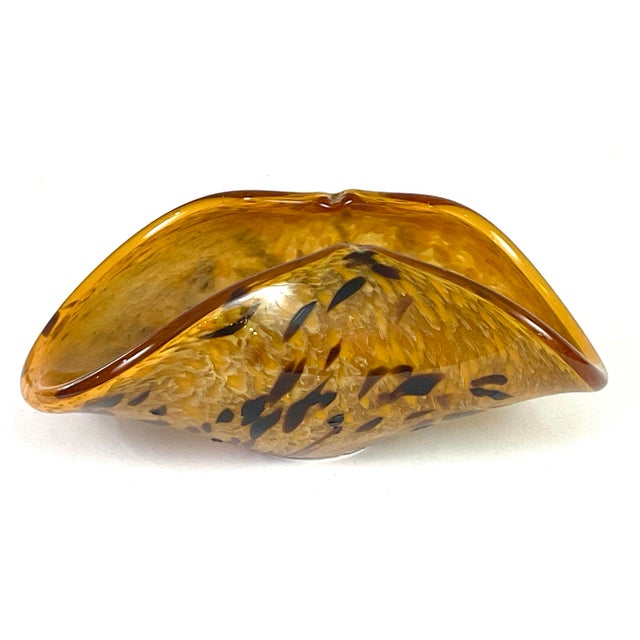 Glass Murano-Amber and Black Spotted Glass Bowl For Sale - Image 7 of 7