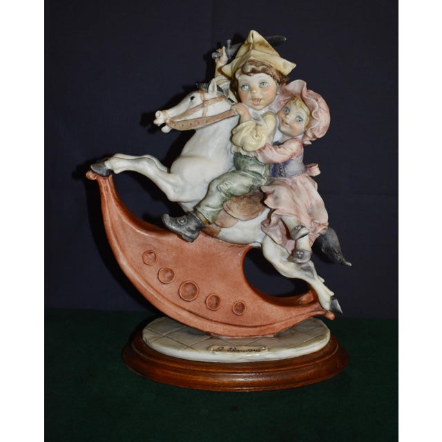 Giuseppe Armani Rocking Horse Florence Figurine Riding Boy Girl Vintage Italy For Sale - Image 16 of 17