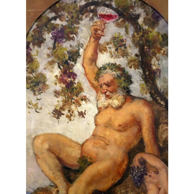 Emile Baes, Dionysus, Nude, Oil on Panel For Sale - Image 3 of 7