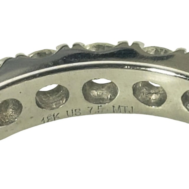 Metal Late 20th Century 14 Karat White Gold Diamond Eternity Band Size 7.5 For Sale - Image 7 of 8