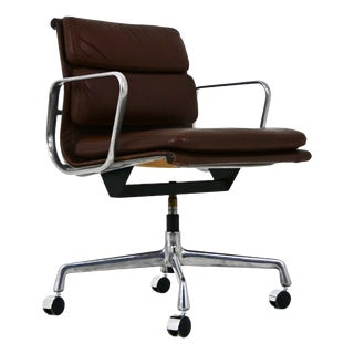 Leather Soft Pad Chair attributed to Charles and Ray Eames for Herman Miller, 1970s For Sale
