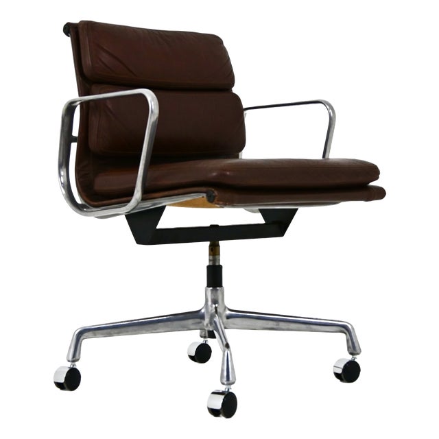 Leather Soft Pad Chair attributed to Charles and Ray Eames for Herman Miller, 1970s For Sale