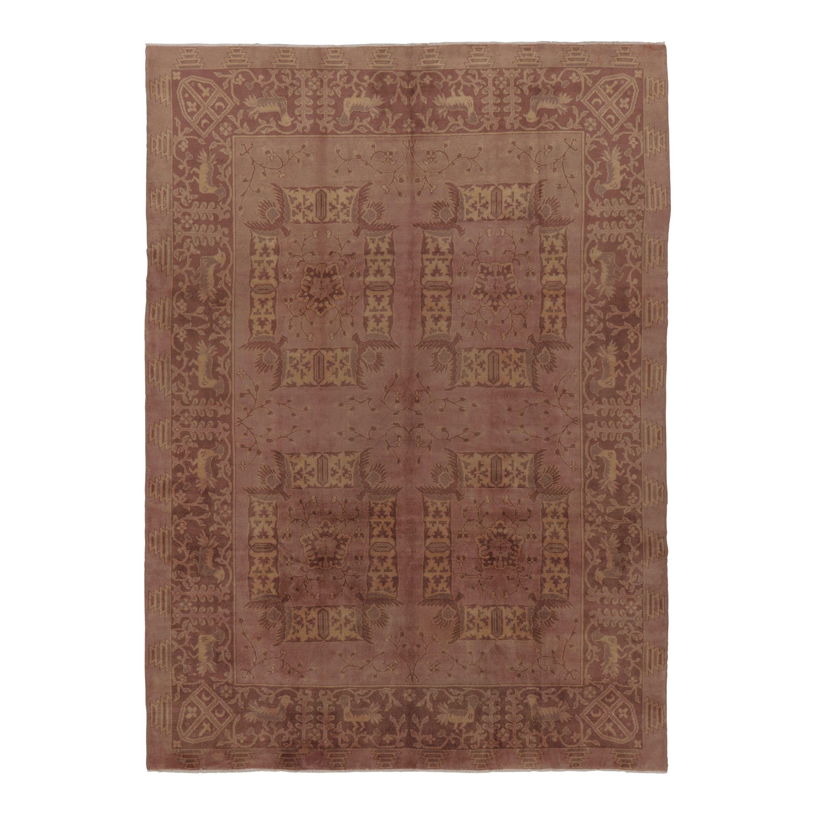Antique Indochinese Samarkand Rug, Mauve With Rare Pictorials - Rug ...