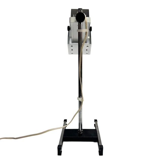 Vintage Adjustable Industrial Task Lamp With Chrome Stand & Geometric Metal Shade For Sale - Image 4 of 6