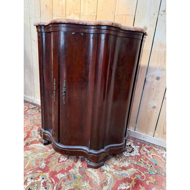 Napoleon III Curved Corner Buffet in Flamed Mahogany For Sale - Image 5 of 6