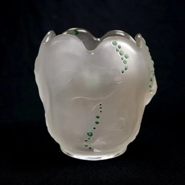 Lalique School Embossed & Enameled Fish Vase 20th Century For Sale - Image 6 of 12