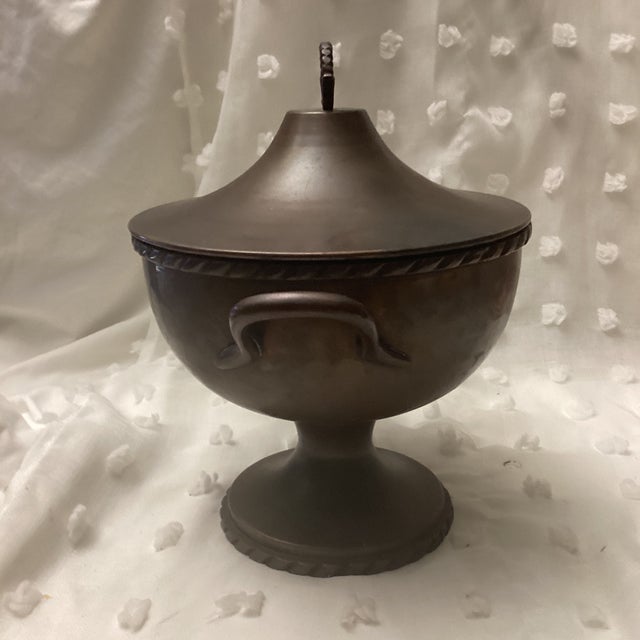 Art Nouveau Antique Pewter, Metal Work Soup Terrene Serving Bowl For Sale - Image 3 of 4