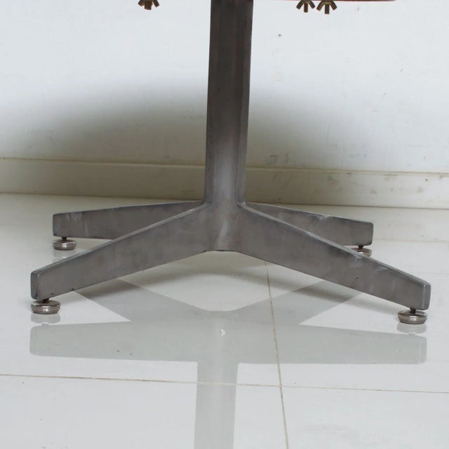 AMBIANIC presents Mid Century Modern round marble coffee table with aluminum star base 1960s 28 in diameter x 14 H...