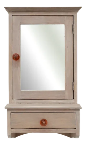 Art Deco French Wooden Medicine Cabinet with Mirror, 1920s