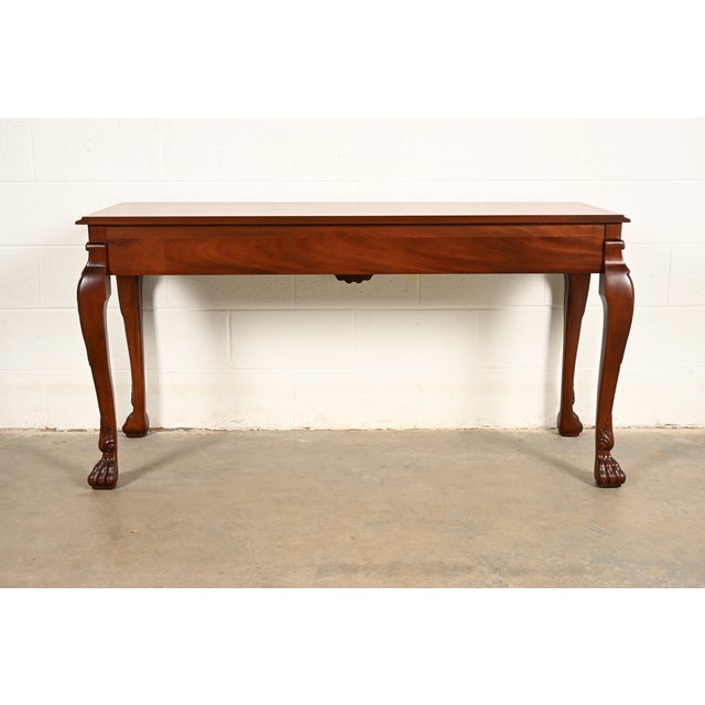 Baker Furniture Georgian Carved Mahogany Console or Sofa Table, Newly Refinished For Sale - Image 12 of 16