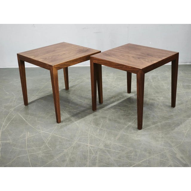 Refined pair of Danish Mid-Century Modern side tables designed by Severin Hansen Jr. and manufactured by Haslev...