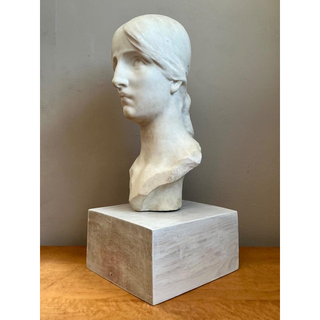 Wood Vintage Carved Marble Head Sculpture For Sale - Image 7 of 18