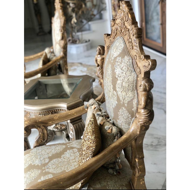 Louis XV French Italian Rococo Armchairs Chairs- Set of 2 For Sale - Image 10 of 12