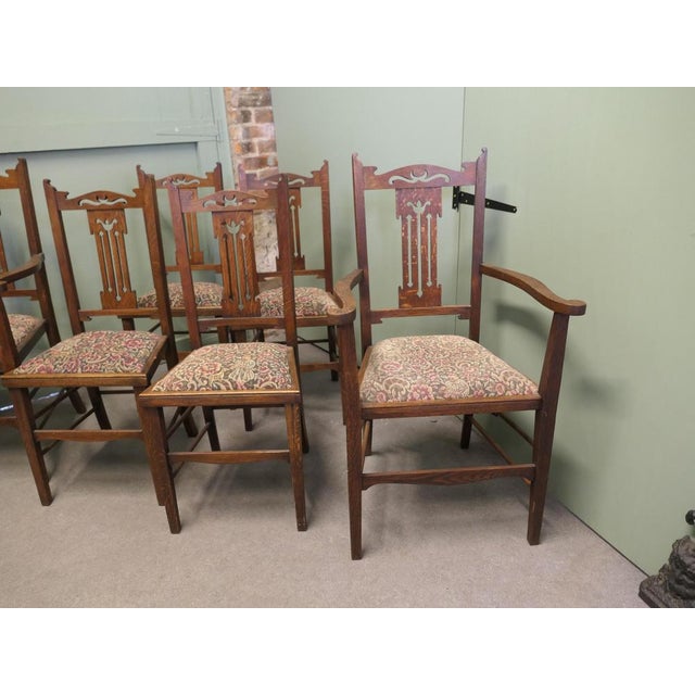 Antique Arts and Crafts Golden Oak Dining Chairs, 1880, Set of 6 For Sale - Image 3 of 8
