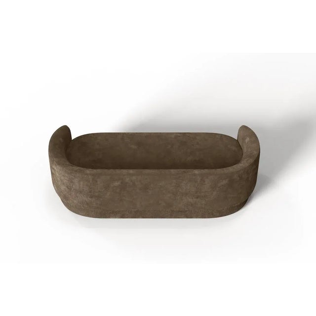 Contemporary Modern Gentle Sofa in Brown Velvet and Bronze Metal by Javier Gomez For Sale - Image 3 of 5