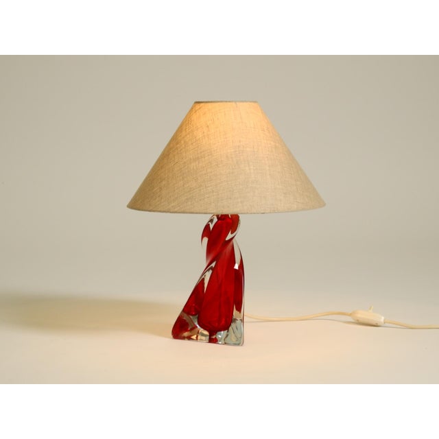 Mid-Century Modern Table Lamp with Crystal Glass in Red and Transparent, 1960s For Sale - Image 6 of 18