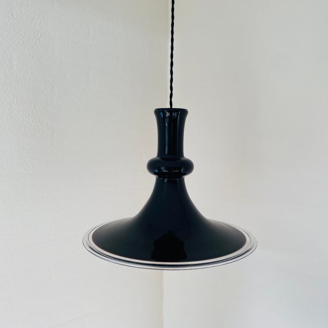 Black Opal Glass P&T Pendant Lamp by Michael Bang for Holmegaard, Denmark 1970s For Sale - Image 10 of 10
