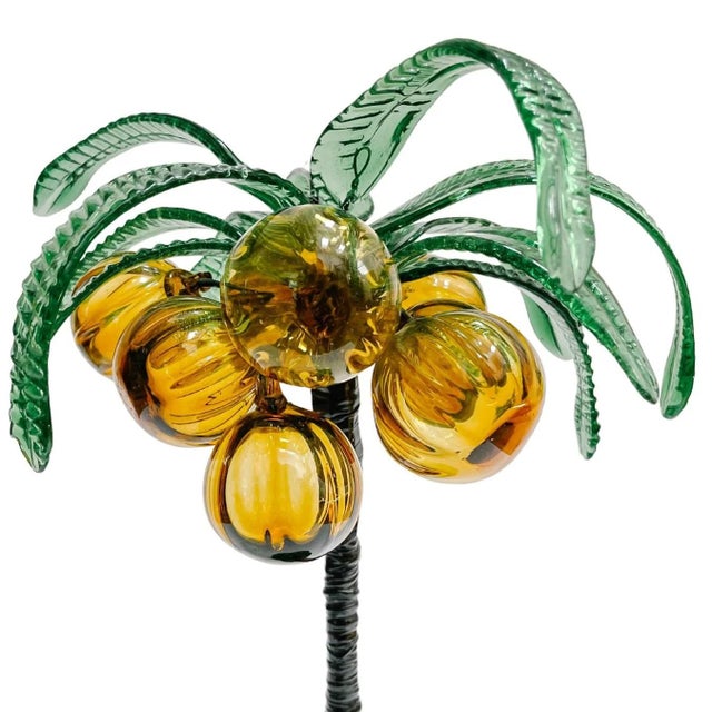 Mid-Century Modern Tall 1960s Italian Murano Glass Palm Tree With Coconuts For Sale - Image 3 of 6