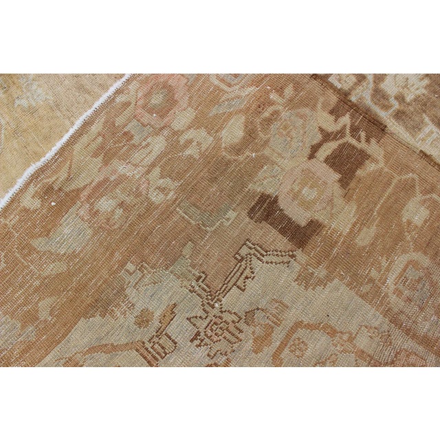 Vintage Turkish Kars Rug With Floral Medallion in Camel, Tan, Taupe, Gray, Sand 7′5″ × 10′8″ For Sale - Image 11 of 12