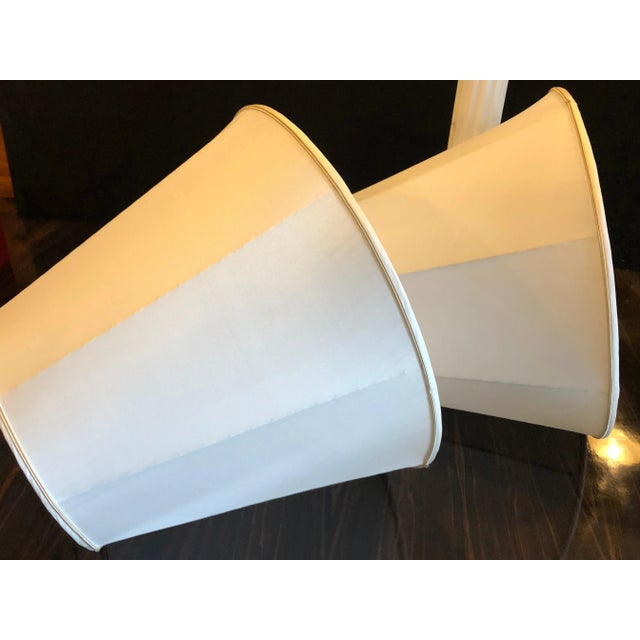 White & Grey Veined Column Marble Table Lamps - a Pair For Sale - Image 11 of 11