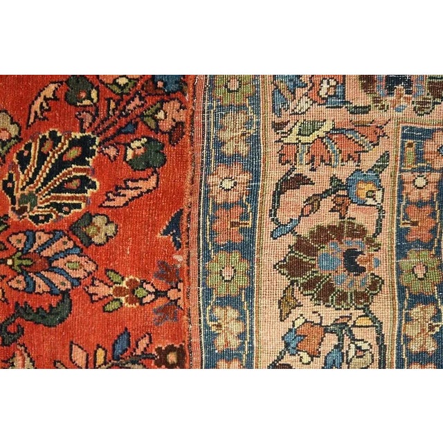 1920s 1920s Red Floral Medallion Antique Persian Bijar Rug 4' 9'' X 7' 2" Knotted Wool Carpet For Sale - Image 5 of 9