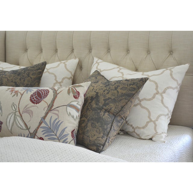 Art Deco Embroidered Quatrefoil Euro King Gray and Gold Fabric Pillow Chairish