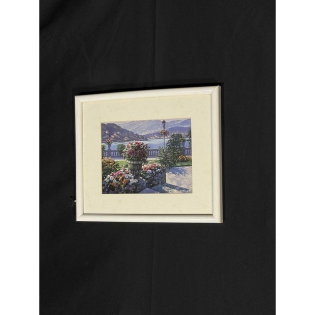 Mid 20th Century Mid 20th Century European Garden and Lake Landscape Framed Print For Sale - Image 5 of 5