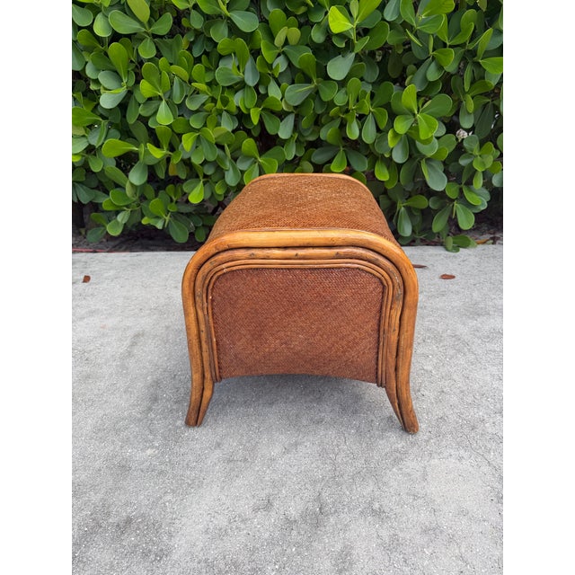 Wood Vintage Organic Modern Barrel Form Rattan Ottoman For Sale - Image 7 of 12