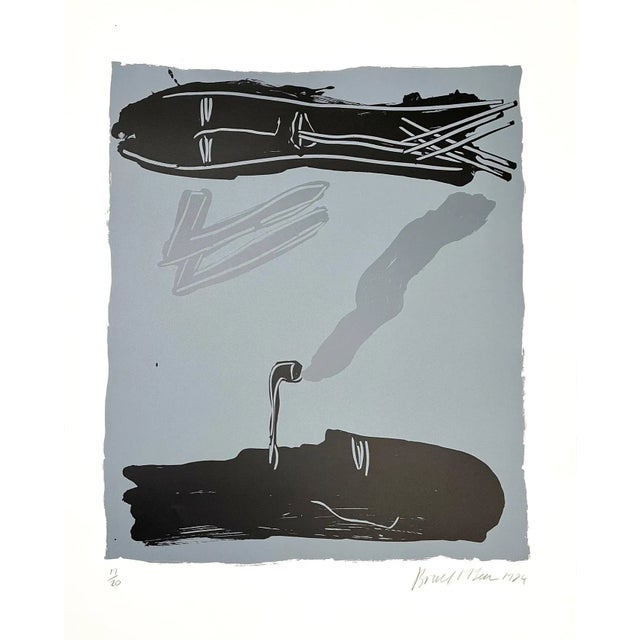 Bruce McLean Abstract Signed and Numbered Screenprint, Pipe Smokers 1984 For Sale