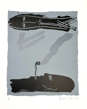 Bruce McLean Abstract Signed and Numbered Screenprint, Pipe Smokers 1984