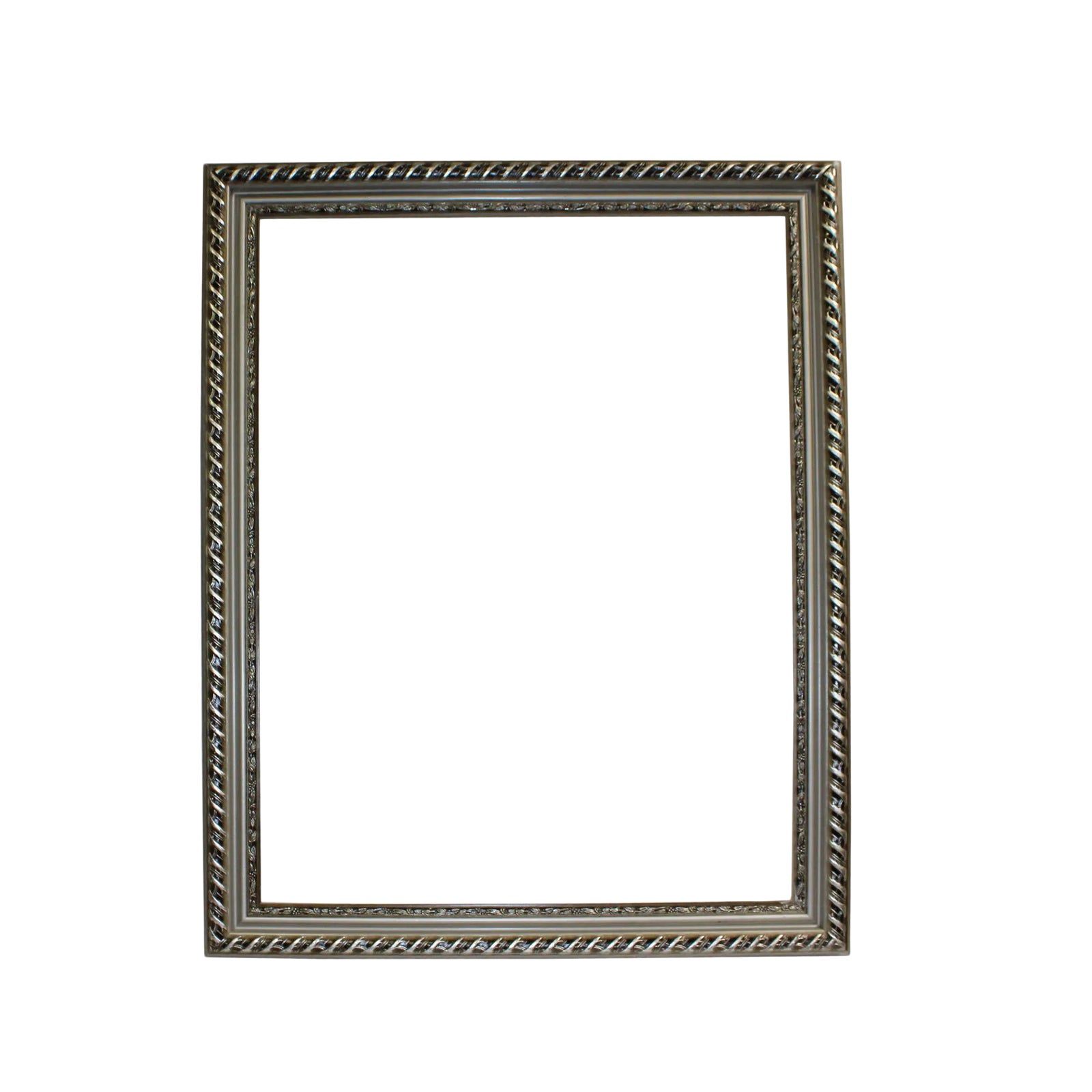 Wood Silver Scroll Motif Rim Rectangular Picture Painting Frame | Chairish