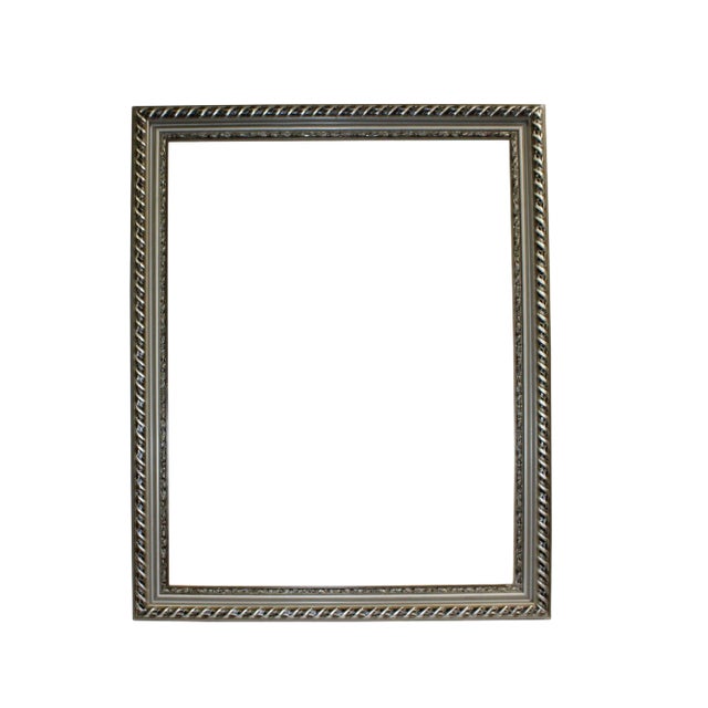 Wood Silver Scroll Motif Rim Rectangular Picture Painting Frame For Sale