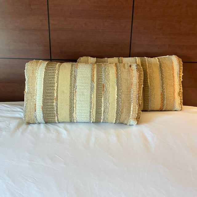 Mid-Century Modern Mid-Century Boho Chic Kilim Lumbar Pillows - A Pair For Sale - Image 3 of 11