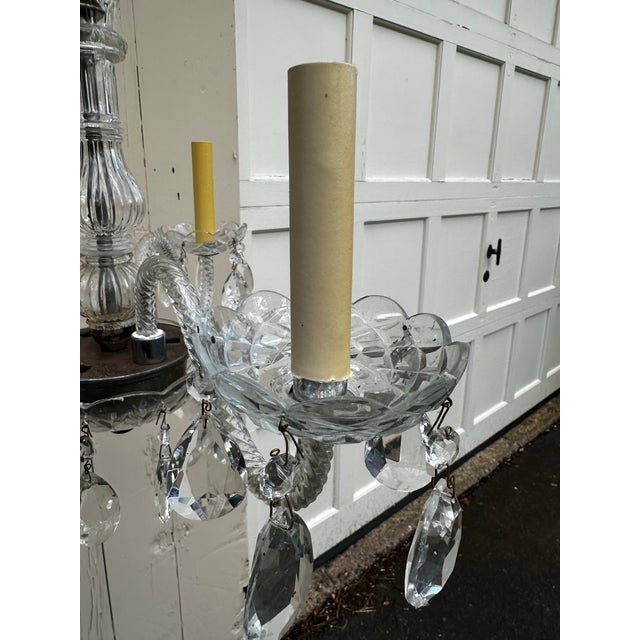 1930s Vintage American Classical Three Arm Petite Crystal Chandelier For Sale - Image 5 of 7