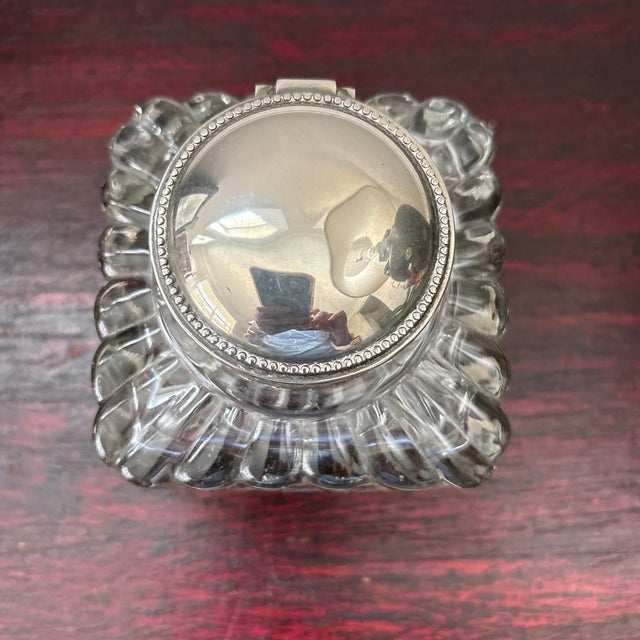 Metal Antique Crystal Ink Well For Sale - Image 7 of 9
