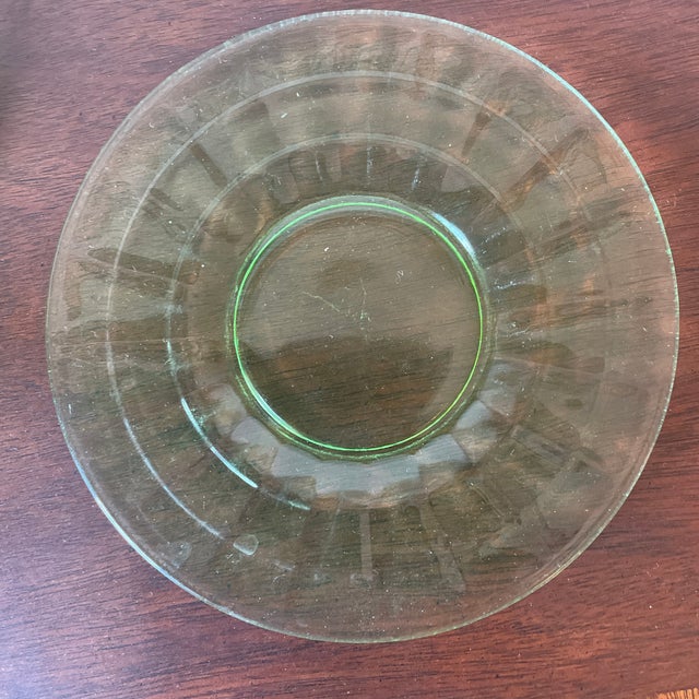 Mid 20th Century Small Vintage Light Green Glass Plates Set of 4