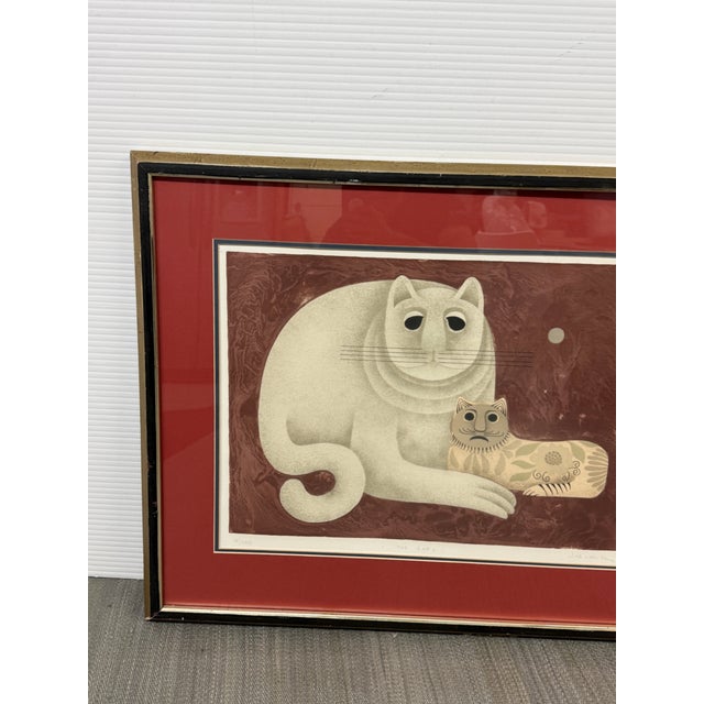 Paper Carol Jablonsky Two Cats Lithograph, Signed For Sale - Image 7 of 12
