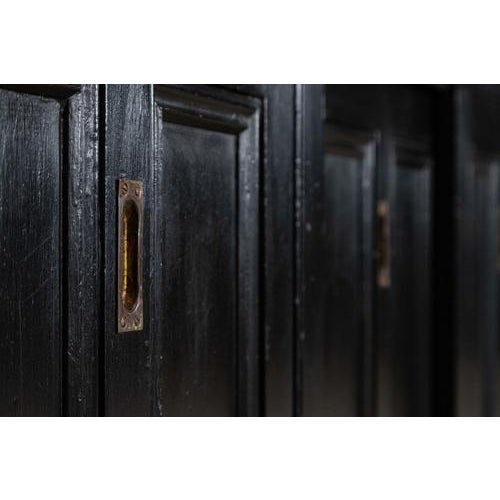 19th Century English Monumental Ebonised Pine Housekeepers Cupboard, 1880s For Sale - Image 11 of 18