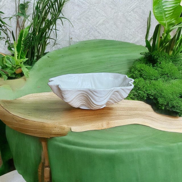 Rustic South Seas Stoneware Shell Bowl Planter For Sale - Image 3 of 10