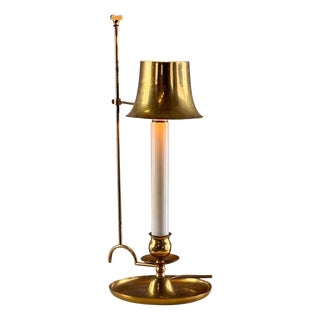 Brass Bouillotte Table Lamp with Adjustable Shade, Italy, 1940s For Sale