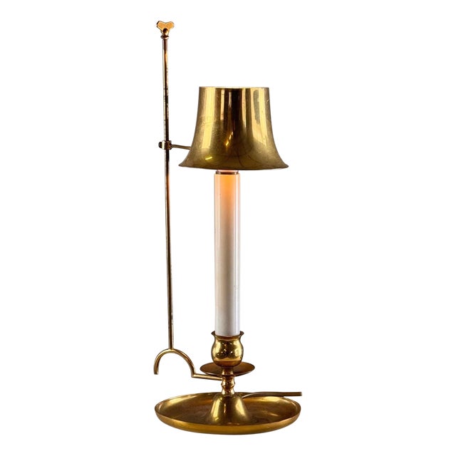Brass Bouillotte Table Lamp with Adjustable Shade, Italy, 1940s For Sale