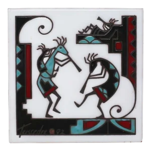 1992 Tribal Band Ceramic Tile Trivet or Wall Decor by Teissedre Designs